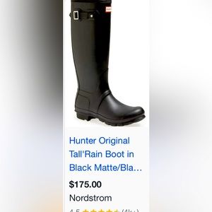 Hunter original tall rain boots size US 7